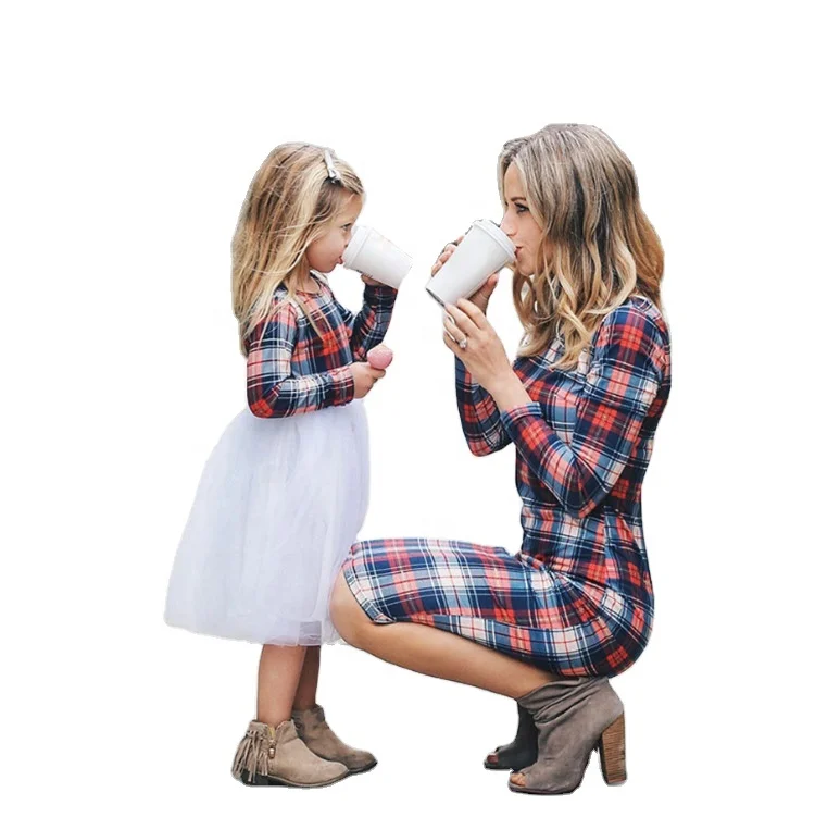 
OEM Long sleeve parent-child wear wholesale mommy and me sets 2021 Spring new hot selling casual dress for mommy and baby girl 