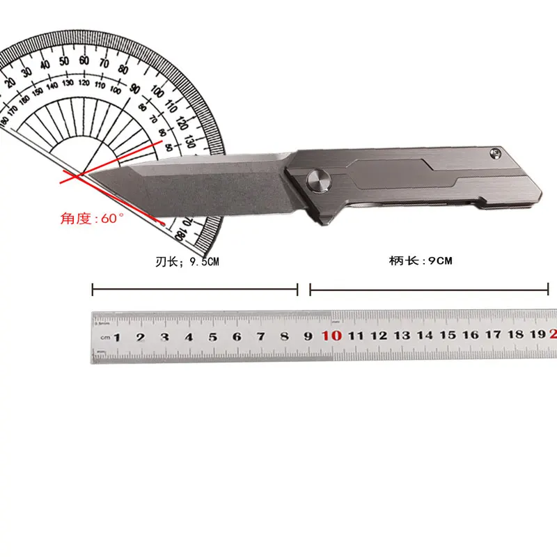 Tactical Folding Pocket GR5 titanium  Knife for men 14C28N Stainless Steel Blade Frame Lock EDC Camping Knives Belt Clip Carry