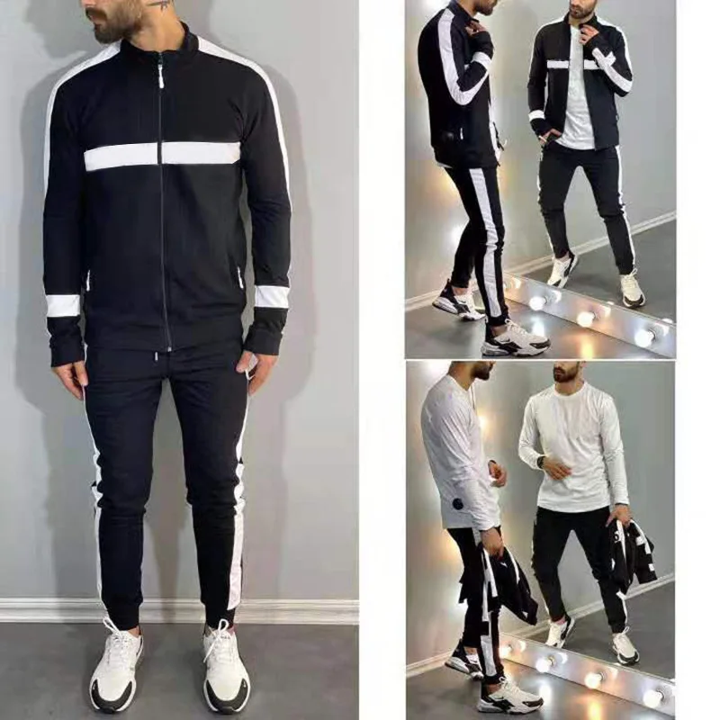 Wholesale Mens Sweat Suits Zips 2 Pieces Jacket Set Jogging Suit Track Suit Custom Logo Jacket Tracksuits For Men