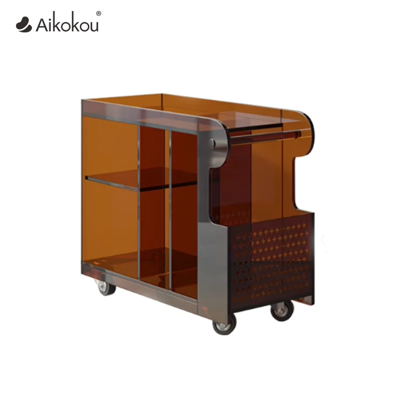 Light Luxury Bus Trolley Movable Living Room Sofa Side Table Bedroom Narrow Acrylic Nightstand