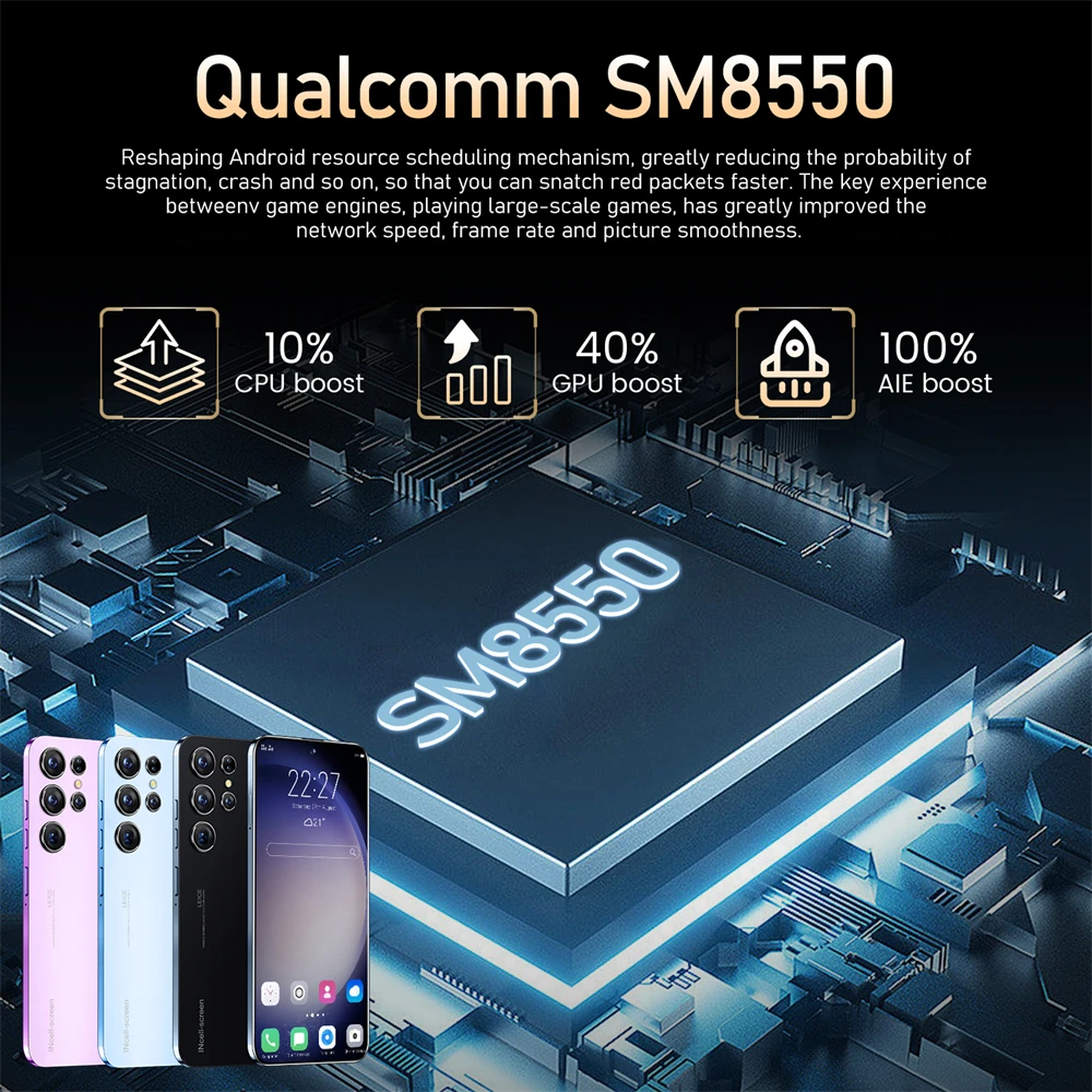 SmartPhone S23 Ultra 6.8 HD 5G Celulares 16GB+1TB Dual Sim 6800mAh 48MP+72MP Unlocked Mobile Phones Original Android Cell Phone