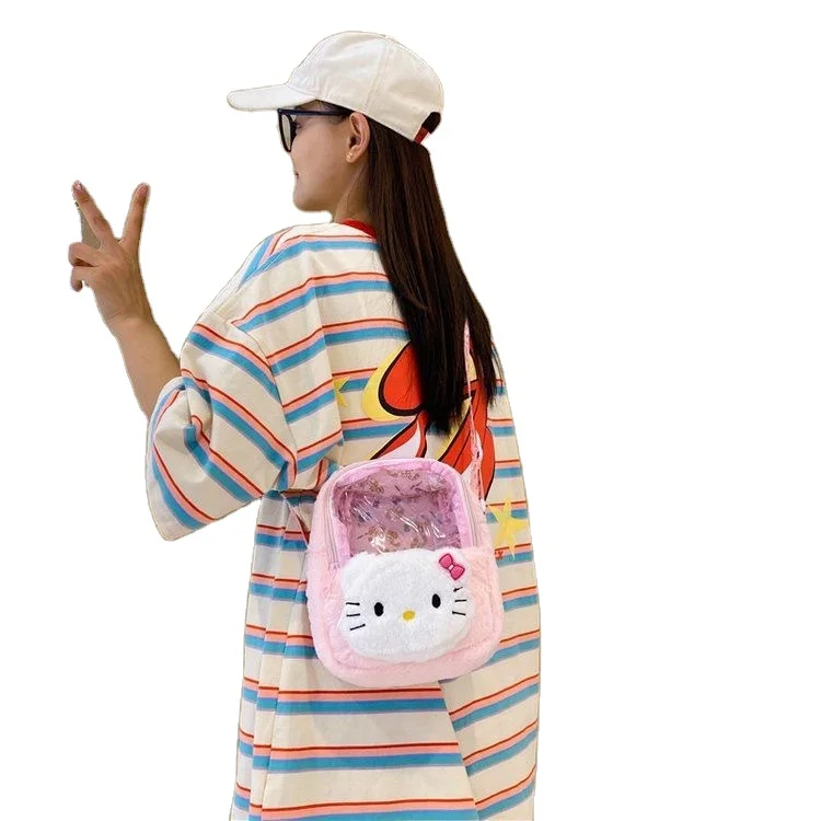 BoTu Hot Kt Plush Transparent Shoulder Bag Cute Crossbody Bags Students kulomi Stuffed Coin Purse Handbag Stuffed Claw Doll Toys