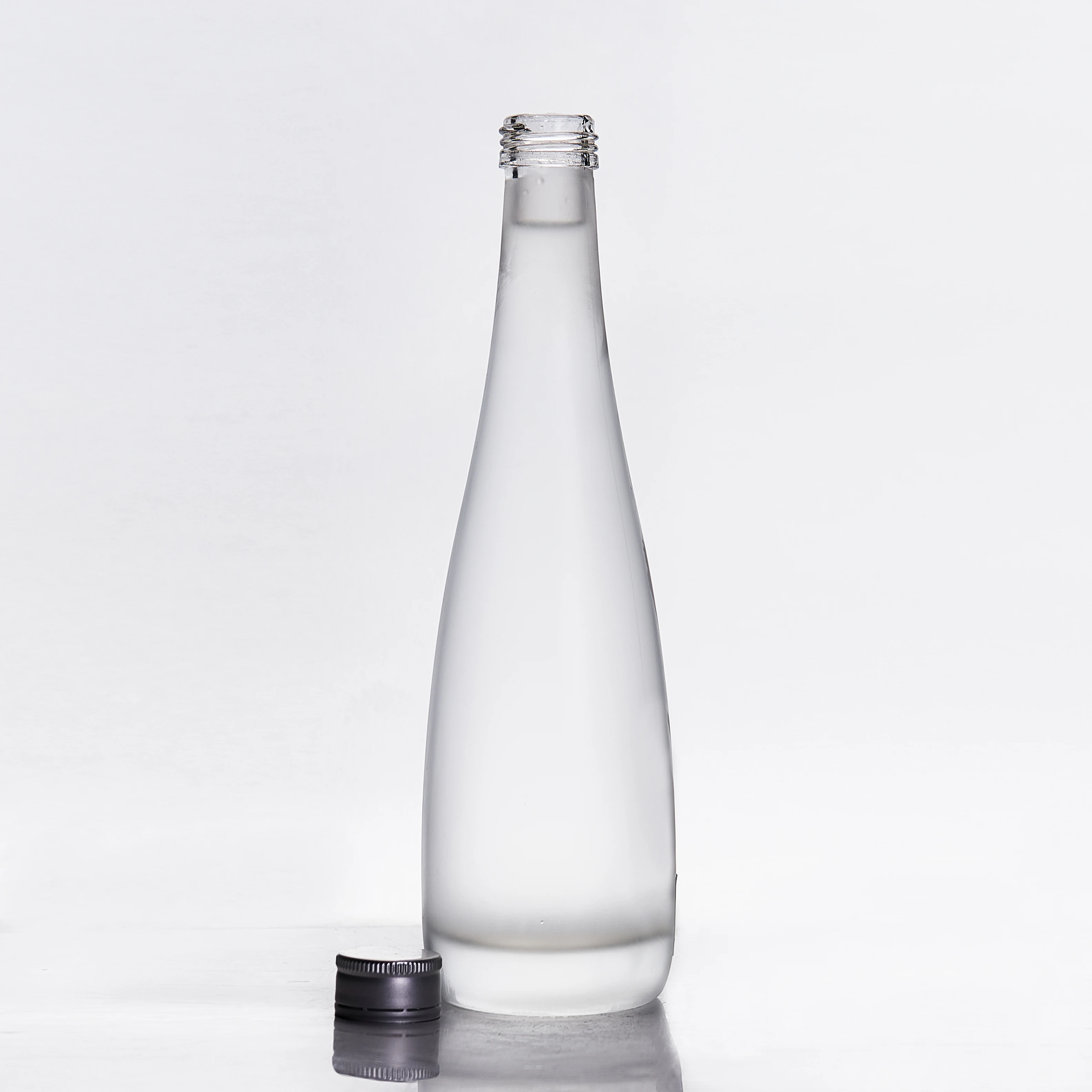 Custom Design 500ml 750ml Frosted Clear Round Shape High White Glass Material Liquor Wine Bottle With Wooden Cork