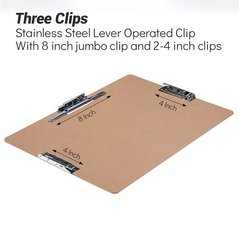 8115 Custom Logo Three Clip Extra Large  Clipboard MDF A3 A4 A5 A6 Clip Board