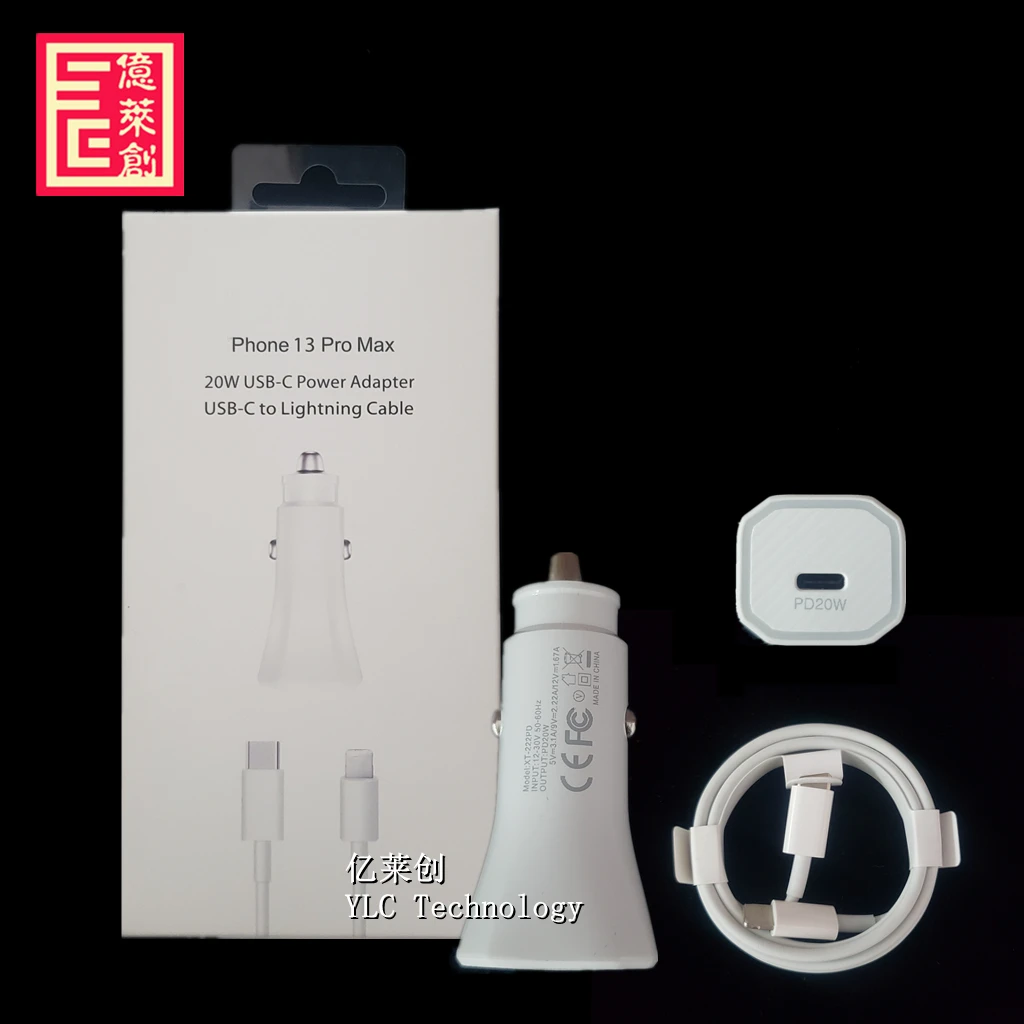 20w pd fast charger usb c car adapter for iphone 12 13 phone car charger with cable