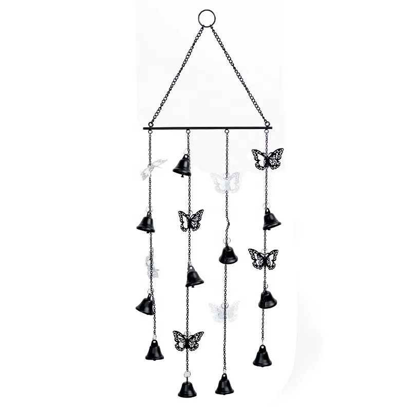 Wholesale Outdoor Home Garden Decoration Gift Music Bell Windchimes Black Butterfly Metal Memorial Wind Chimes