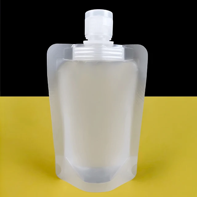 30ml 50ml 100ml  Refillable travel lotion shampoo liquid packaging transparent stand up plastic spout pouch