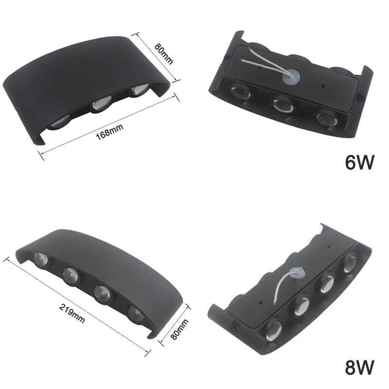 Modern LED Aluminum Outdoor Indoor Ip65 Up and Down For Home Stairs Room Bedside Bathroom Light White or Black  LED Wandlamp