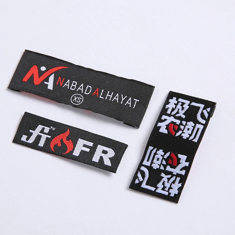 Custom wholesale private neck label tags Fashion Design Luxury woven labels tags for t-shirt