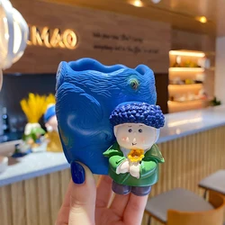 BaiMao custom office standard round pen holder desk organizer resin pen container mini pencil holder