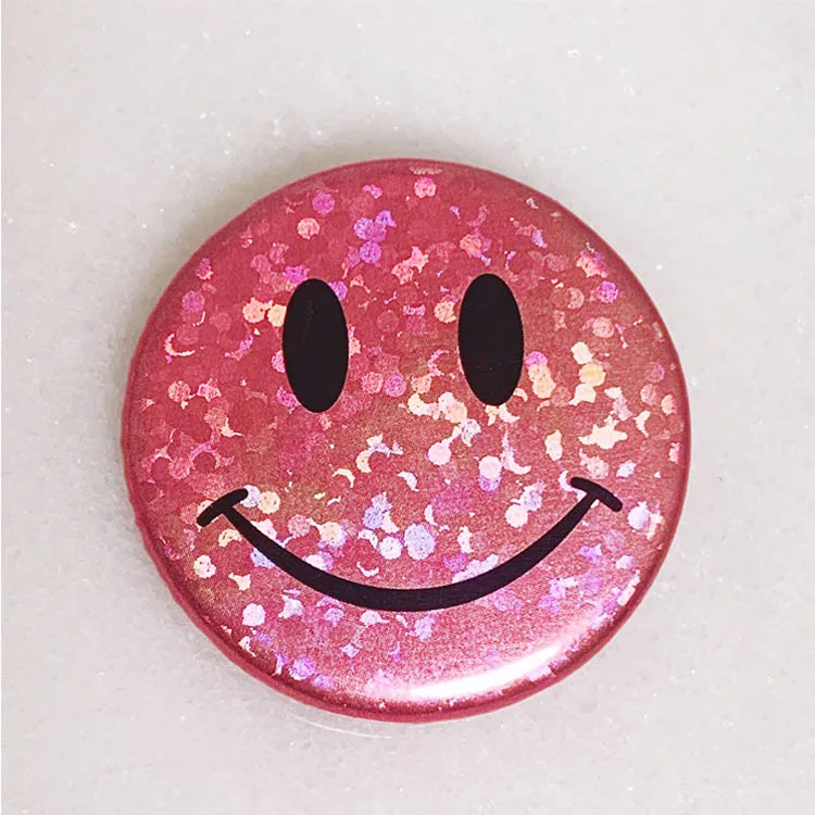 Custom Popular Blank Holo Metal Smiley Face Button Badges Pins Round Badge
