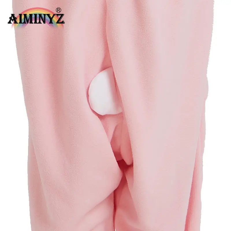 AIMINYZ Wholesale 2023 Cute Pink Cartoon Cat Winter Polar Fleece Onesie Pajamas Comfortable Cosplay For Adult Pyjamas Homewear
