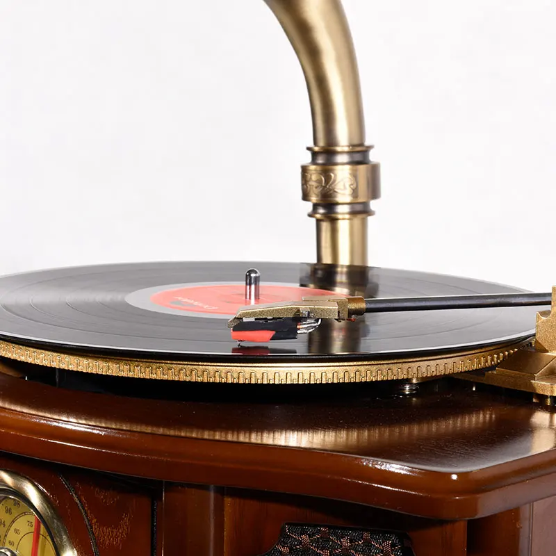 multifunctional wooden antique vintage vinyl record CD MP3 player w/built in AM/FM radio and Speakers gramophone player