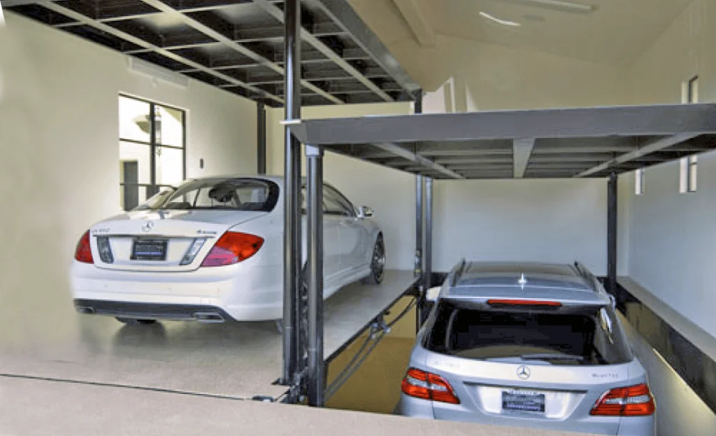 2 level simple pit car parking lift system for home resident and commercial underground car parking garage equipment