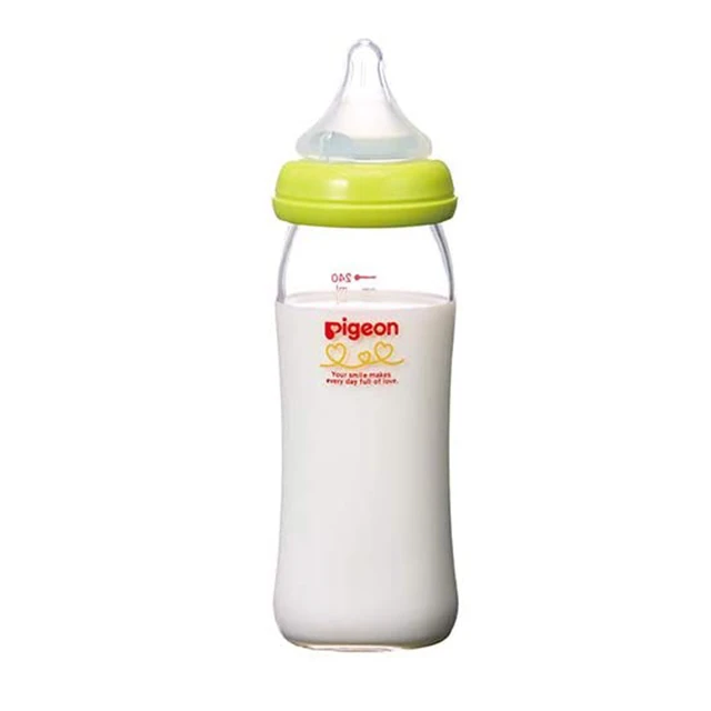 PIGEON breast milk heat-resistant glass baby milk feeding bottle 240 ml