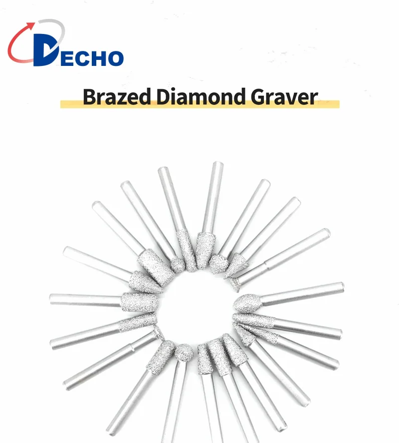 Tungsten Carbide Rotary Burr Set Double Cut Diamond Burrs 6mm Straight Shank Diamond Mounted Point