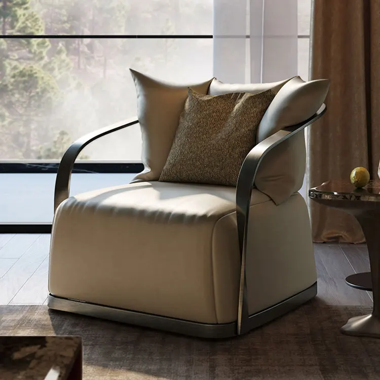 Light Luxury Single Sofa Chairs Walnut Solid Wood Leg Sofa Living Room Nordic Single Lounge Chair For Sale