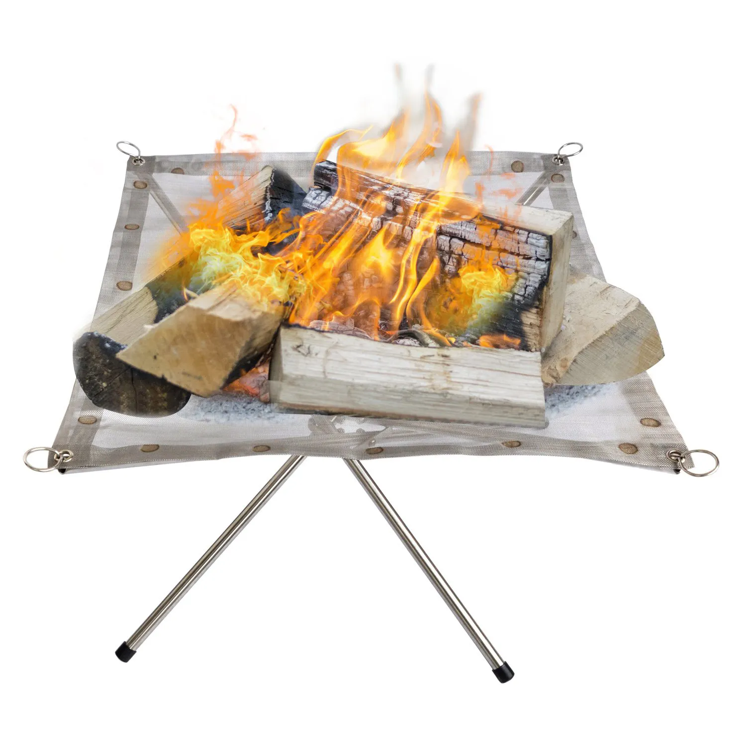 Premium Outdoor 22 Inch Metal Portable Fire Pit Camping Wood Holder Rack With Carry Bag