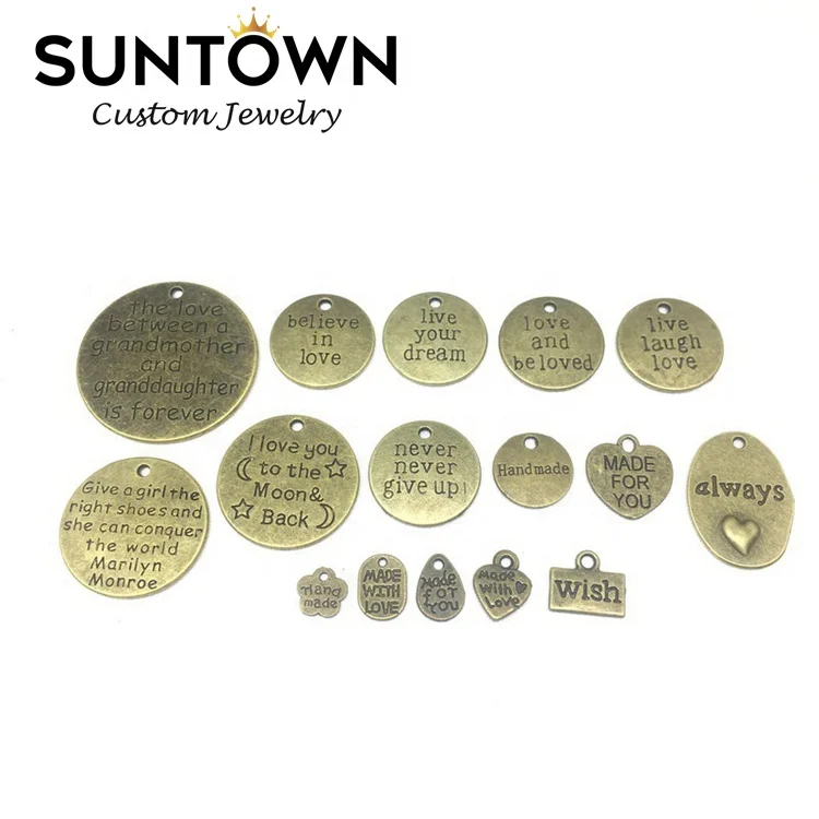 
Retro bronze letter charms bracelets pendant jewelry set 