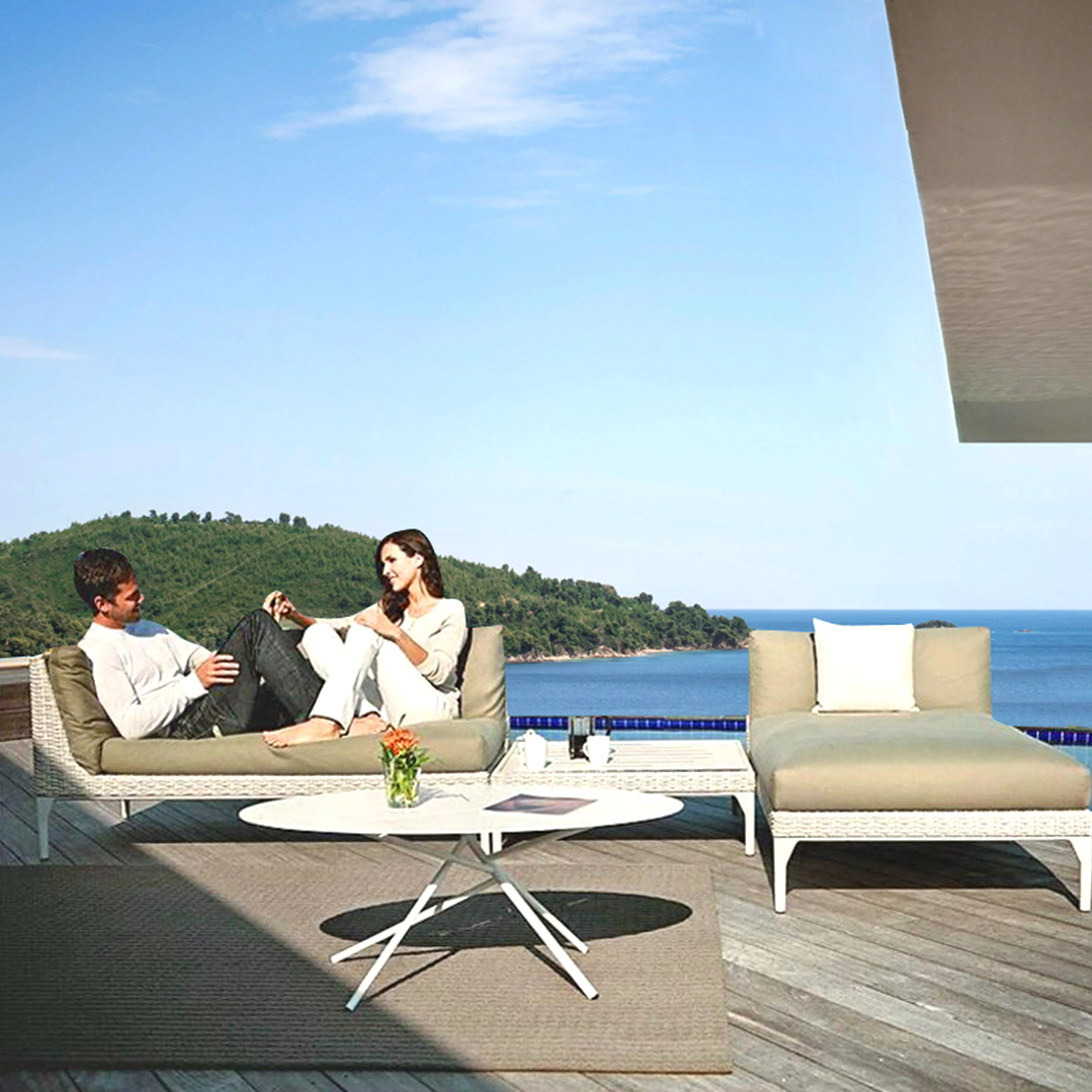 Малавийский тростниковый Миниатюрный Мини газон сад патио серая мебель Италия секционный диван набор