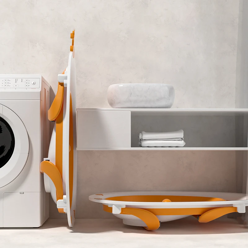 Mini Foldable Collapsible Plastic Baby Folding Bath Tubs Bathtub Set With Stand For Kids 2022