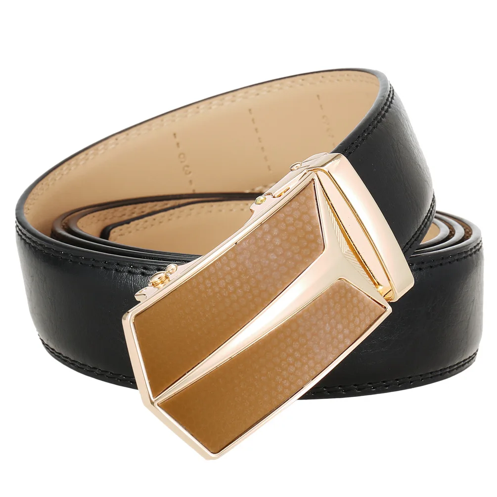 Luxury Business Cowboy Top Grain Leather Golf Belt With Customized Buckle Luxury Leather Belts For Men