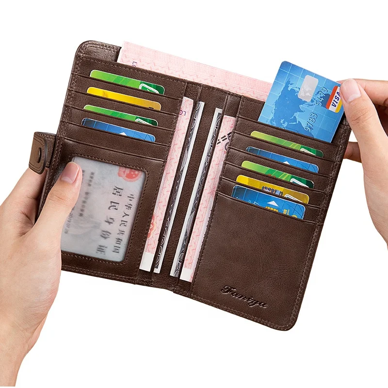 Тонкий кошелек из 2022 воловьей кожи с отделением для карт и RFID-защитой мужчин кошельки мобильных телефонов держатели смартфонов