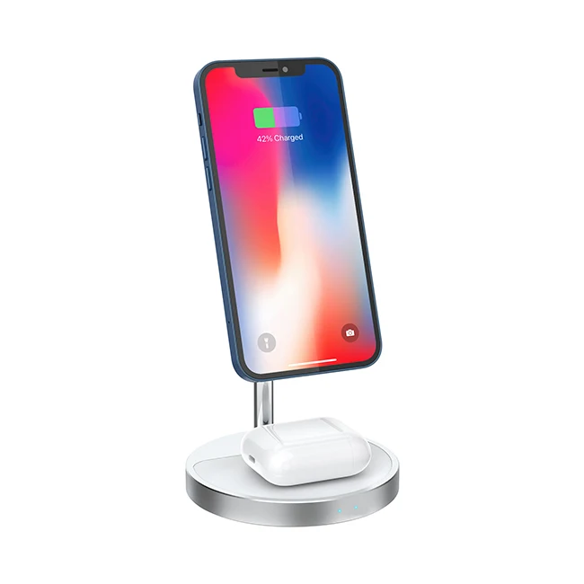 2022 Trending Product 2 In 1 Magnetic Wireless Station Charger Dock For All Mobile Phones / iWatch Magnetic Wireless stand