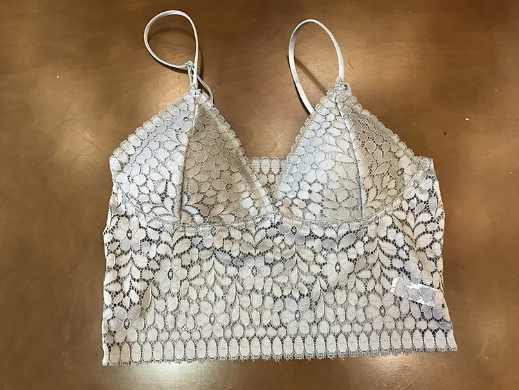 Sexy Outerwear Bralette Deep Vneck No Wire Lace Cutout Camisole Top Underwear Innerwear