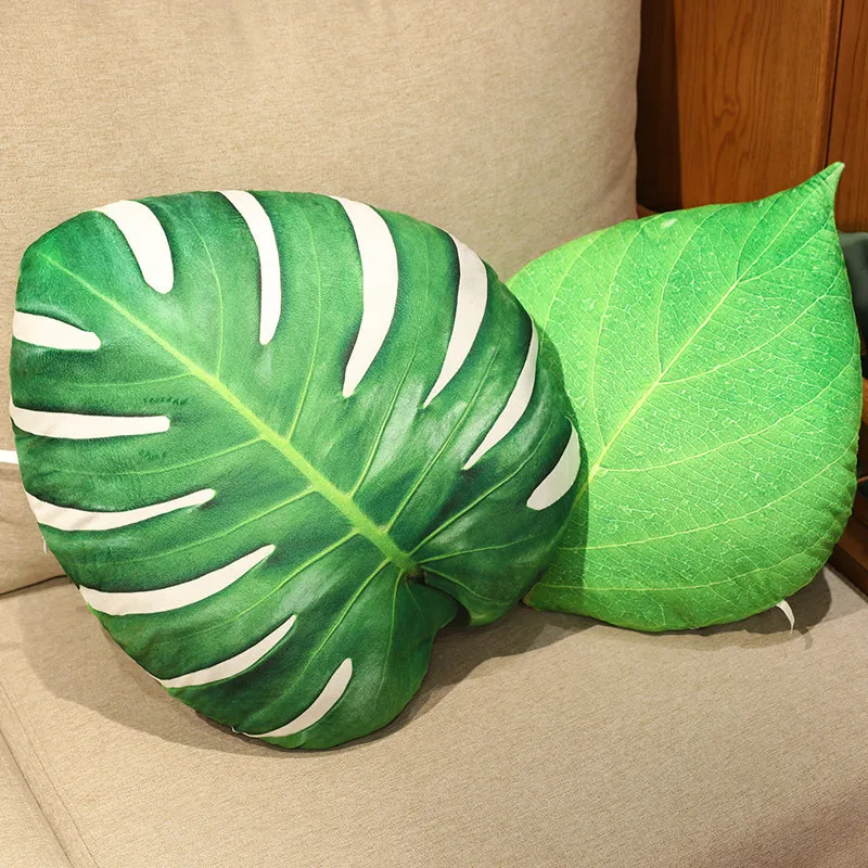 Simulated Leaf Pillow Cartoon Maple Leaf Ginkgo Green Leaf Plush Toy Cushion Sofa Plant Prop Waist Pillow