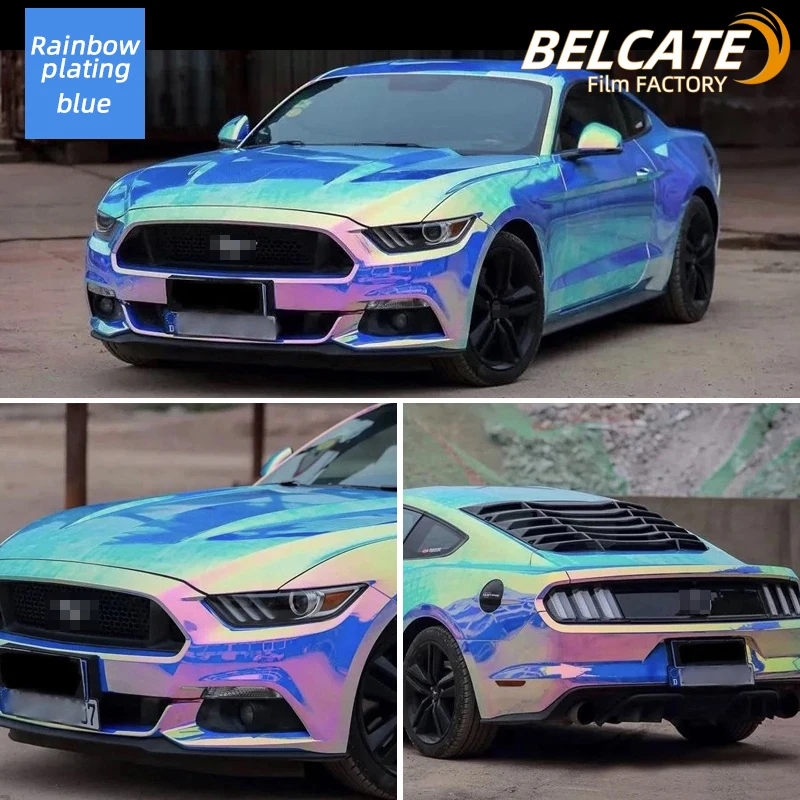 Factory wholesale 1.35*18m Rainbow electroplating blue auto film car wrap vinyl Vehicles stickers