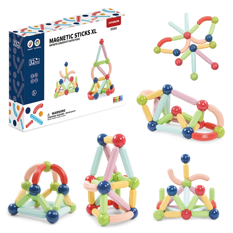 Best Selling DIY Magnetic Construction Games for Kids Colorful Magnet Rods Building Blocks Educational Magnetic Stick Balls Toys