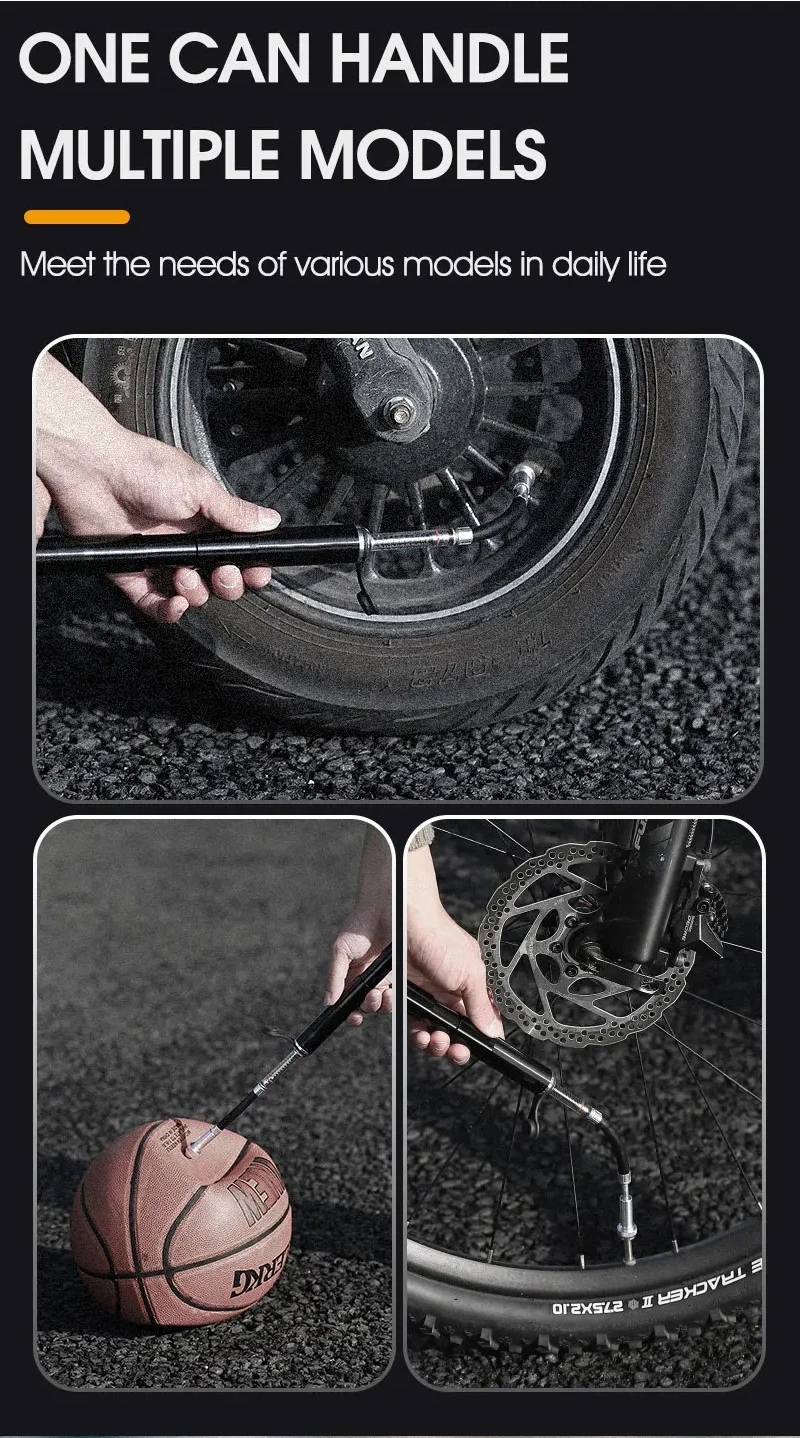 Hand Mini Basketball Hand Air Mini Air High-Pressure Mini Portable Hand Bicycle Pump Bicycle Pump With Pressure Gauge