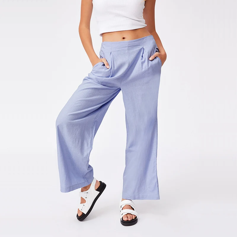 OEM High Waist Wide Leg Paradise Pant Loose Pants Casual wear Ladies Wear Nature Drop Trousers