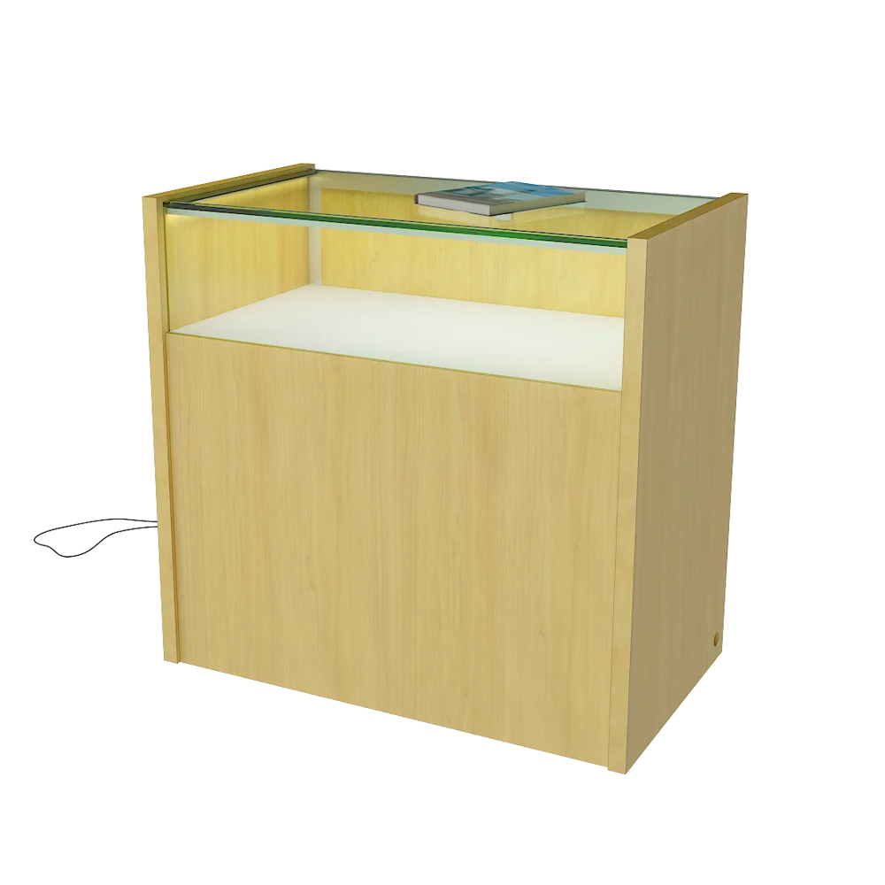 Black Wooden Glass Counter Showcase Display Cabinet for trade show fair exhibition booth