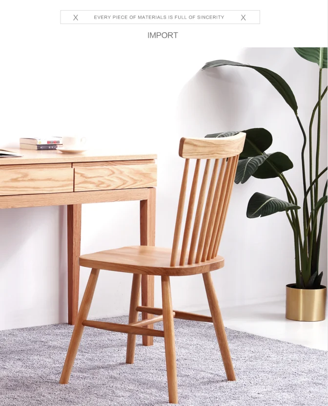 
Pure solid wood dining chair oak chair northern Europe simple bedroom makeup chair family armchair 