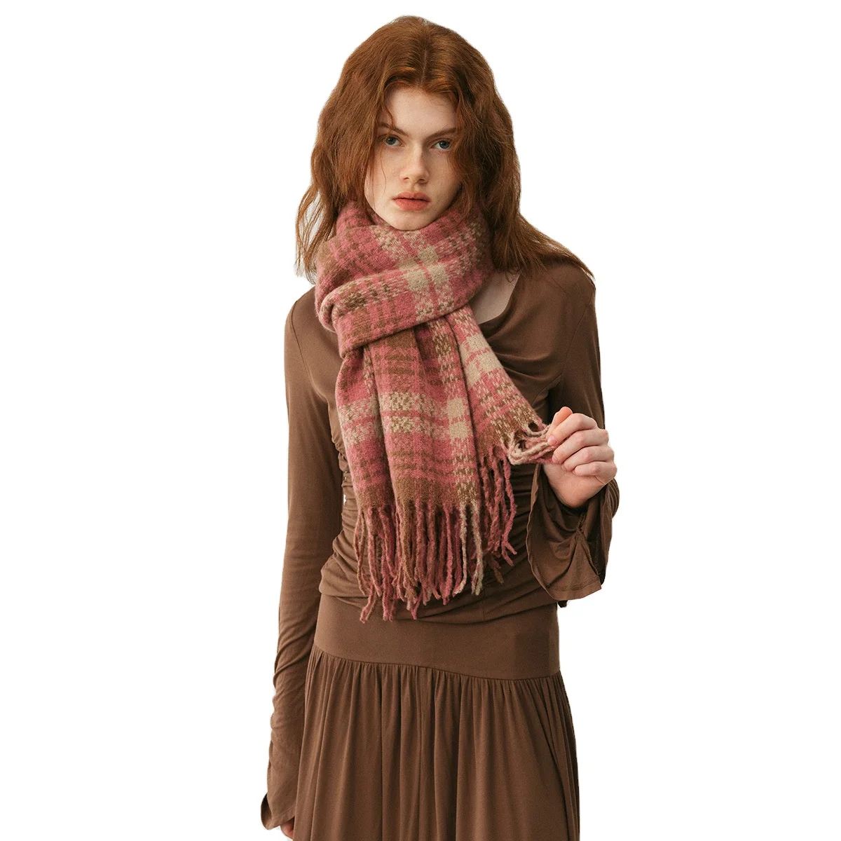 2023 New Designer Warm Soft Pashmina Neck Scarves Shawl Blanket Ladies  Tassel Cashmere Winter Scarf for Women