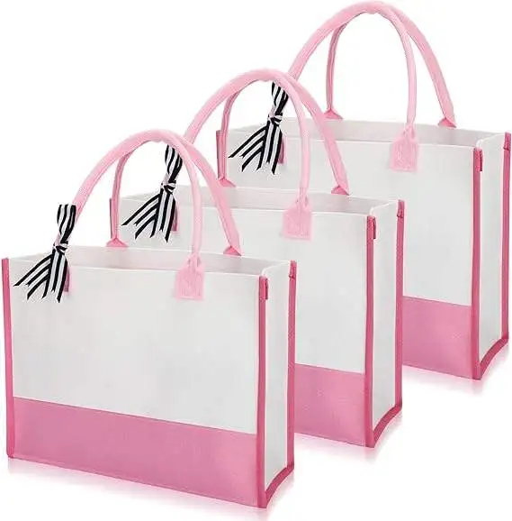 Factory Customised Pink Handbag Large Ladies Canvas Tote Bag  for Beach Party Gift