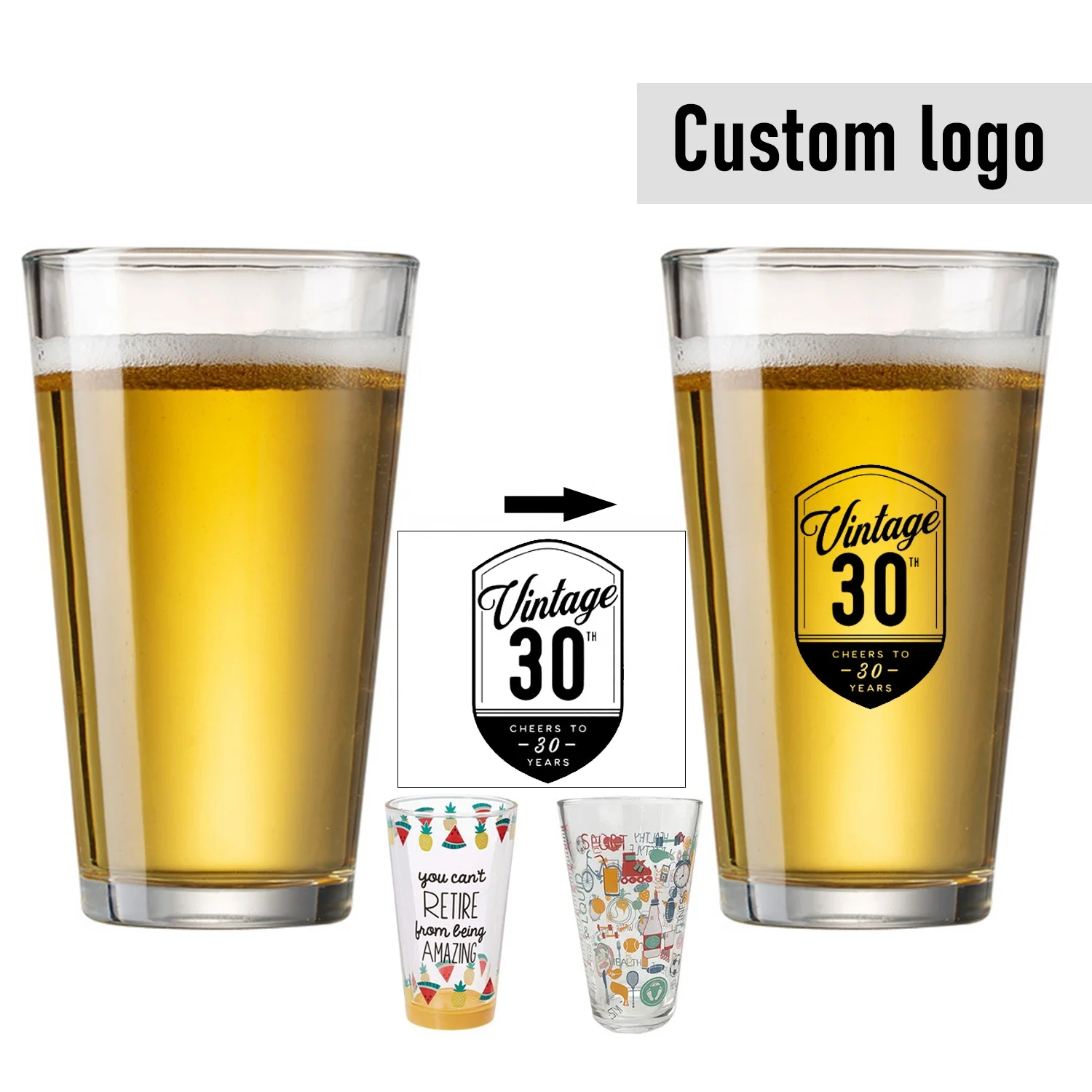 Customized hand blown crystal glass Tall Bar cocktail Juice beverage Pilsner glass Beer Glasses Cup