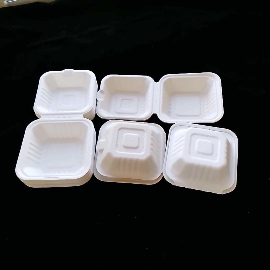 Compostable Ecofriendly Bagasse Take Away Box biodegradable lunch box bagasse Hamburger