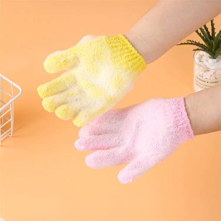 Customized Logo Many Color Eco Friendly Massager Body Cleaning Exfoliating Gloves Scrubbers Bath Body Mitts Five Fingers Gloves
