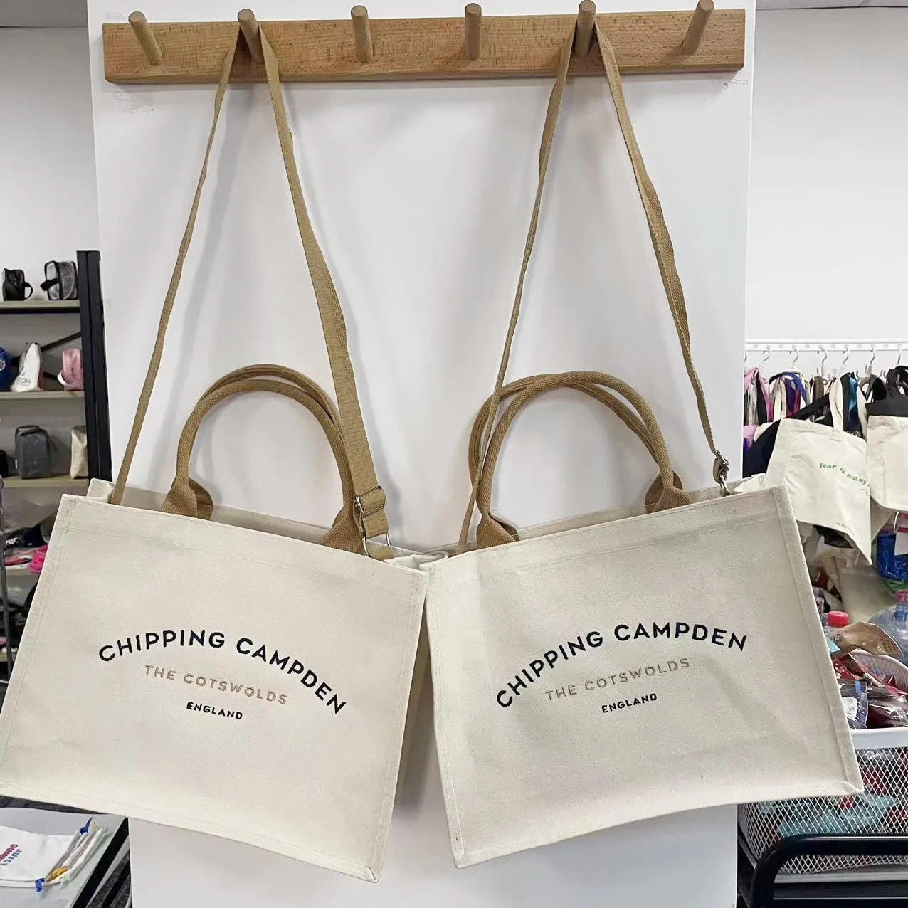 high quality durable advanced custom logo pattern canvas tote bag with embroidered shoulder strap