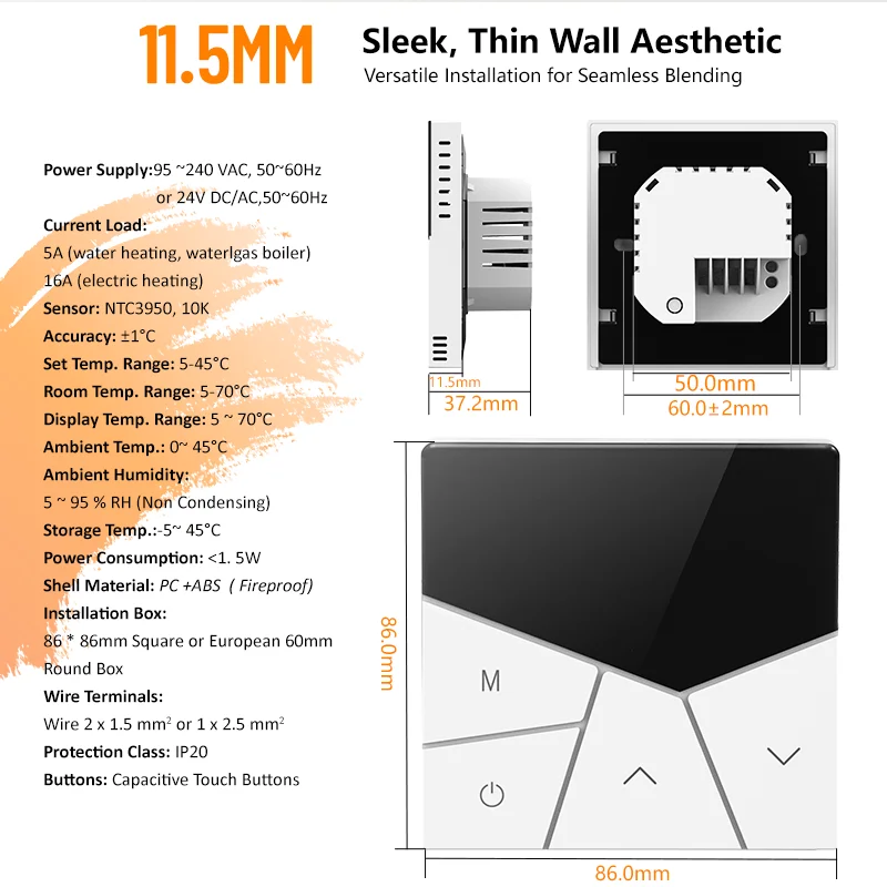 Becasmart BHT-15 Smart Heating Underfloor Heating Panels Smart WiFi Room Thermostat Digital WiFi Smart Room Termostato