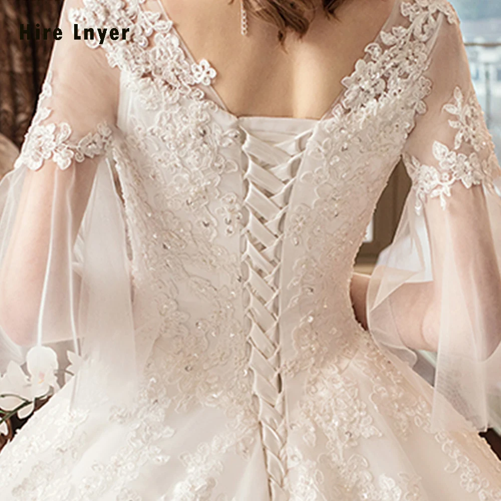 Robe Mariage China Custom Made Short Sleeve Lace Up Back Beading Sequins Appliques Ball Gown Wedding Dresses Plus Size Gelinlik