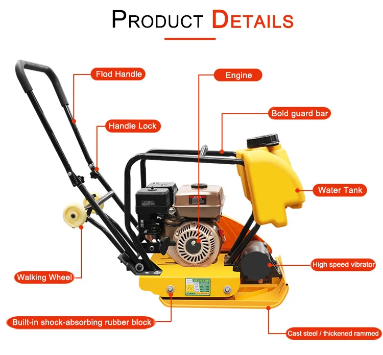 Reversible Diesel Vibratory Ground Plate Compactor Vibrating Tamping Compactor for Asphalt Sand Cement Road