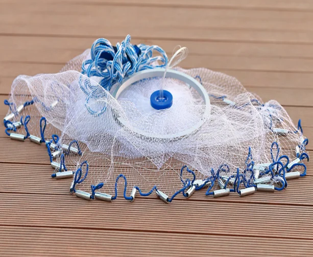 Diameter 3m Nylon Monofilament American Style Aluminium Alloy Ring  Hand Casting Net with Sinker Small Mesh Fly Fishing Net