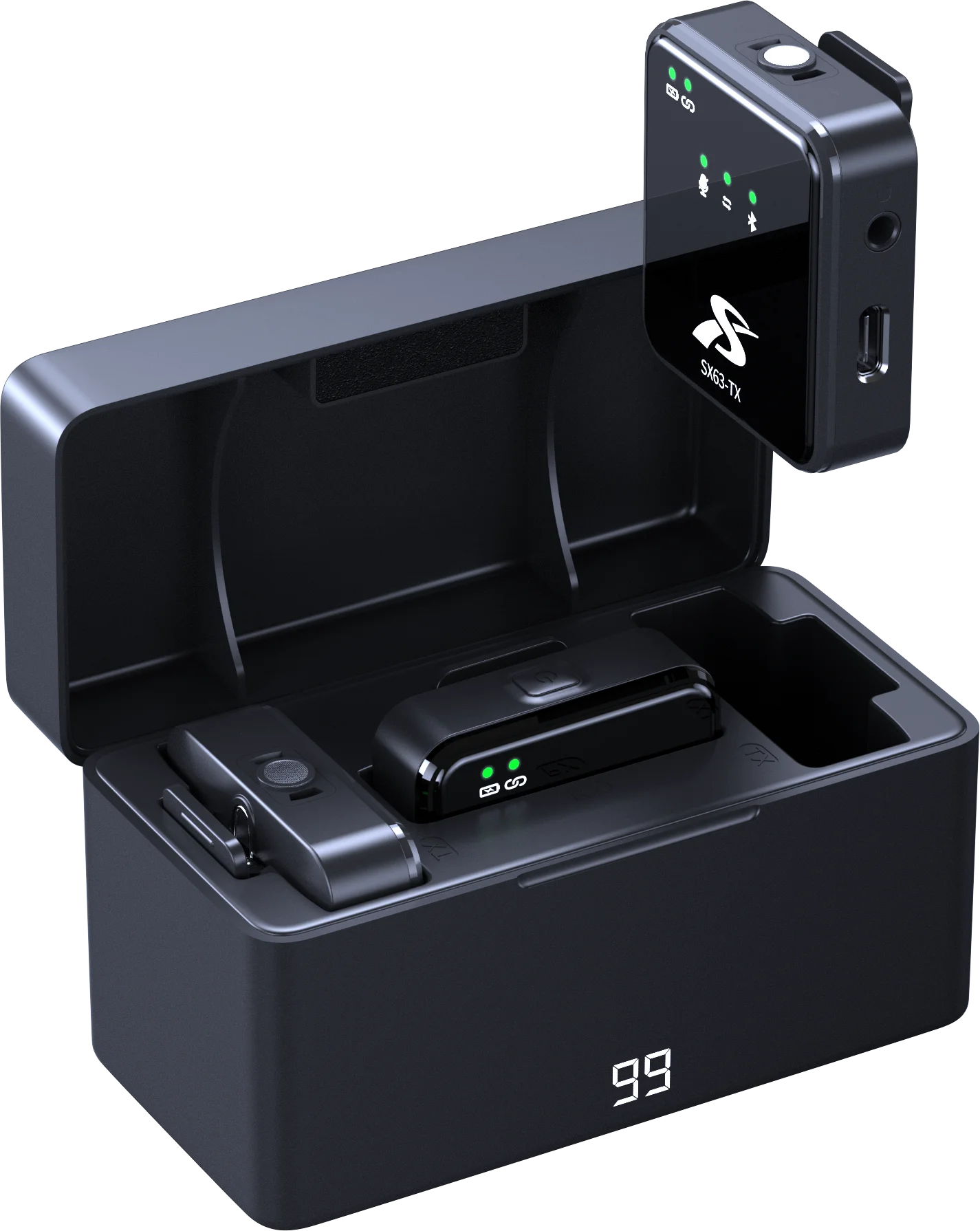 Sx63 1 to 2 professional Lavalier Microphone Wireless Lapel Microphone With Charging box for Phone Youtube record live