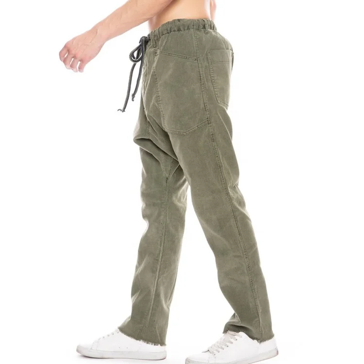 custom oem fashion designer high waist causal trousers boy outdoor workout streetwear khaki winter vintage men corduroy pants