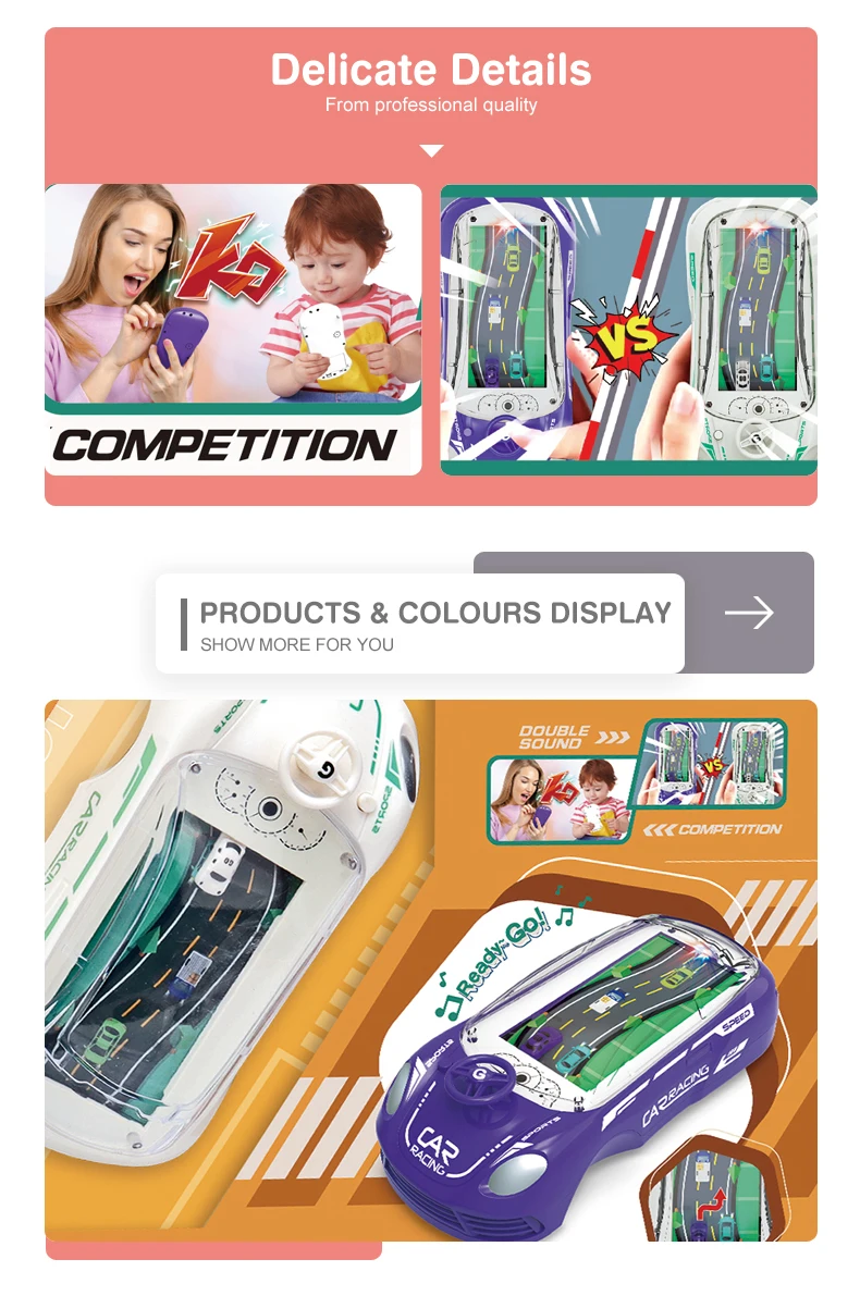 Newest Handheld Game Console Portable Multiplayer Games Dodge Car Toy Mini Racing Car Adventure Toy