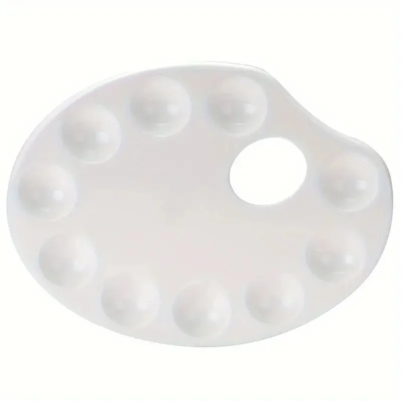 Opeth Multifunction Palette Hand Held Oval 10 Holes Watercolor Acrylic Mixing Plastic Palette DIY Painting Craft Art